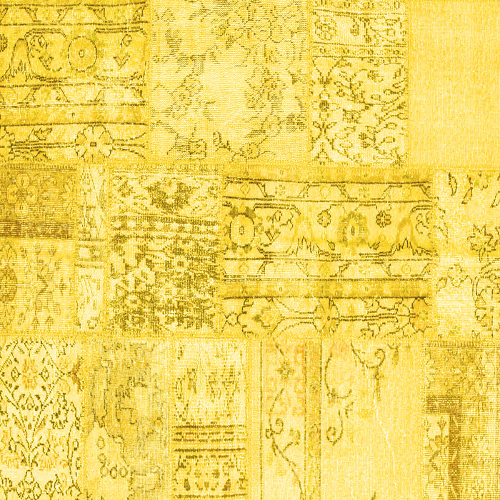 Square Machine Washable Abstract Yellow Contemporary Rug, wshcon1184yw