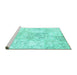 Sideview of Machine Washable Abstract Turquoise Contemporary Area Rugs, wshcon1184turq