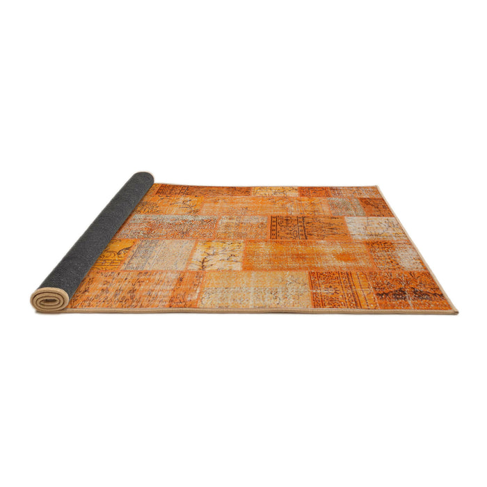 Thickness of Contemporary Orange Red Patchwork Rug, con1185