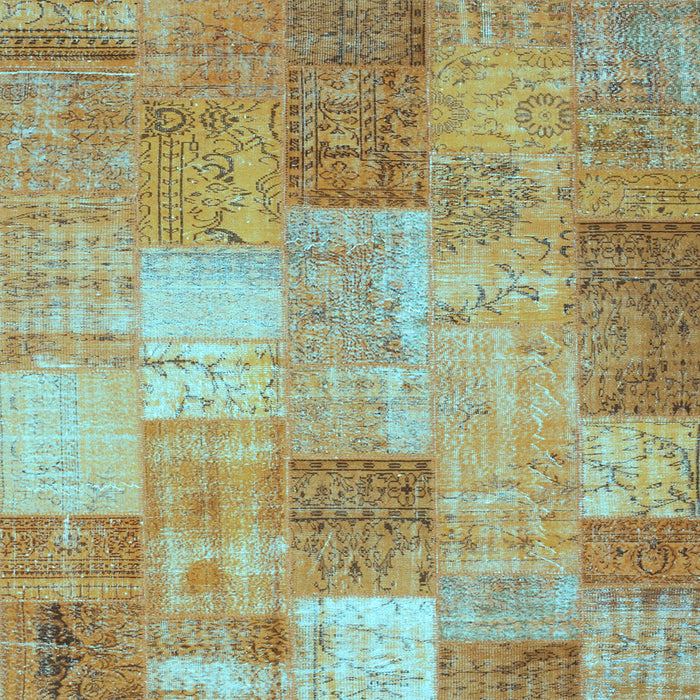 Square Patchwork Light Blue Transitional Rug, con1185lblu