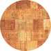 Round Patchwork Brown Transitional Rug, con1185brn