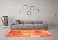 Machine Washable Patchwork Orange Transitional Rug, wshcon1185org