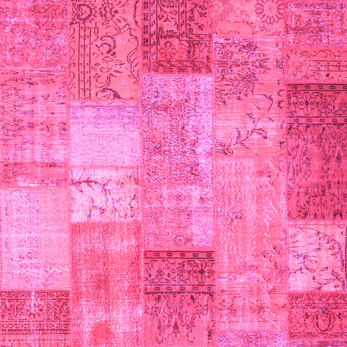 Machine Washable Patchwork Pink Transitional Rug, wshcon1185pnk