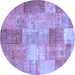 Round Patchwork Blue Transitional Rug, con1185blu