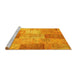 Sideview of Machine Washable Patchwork Yellow Transitional Rug, wshcon1185yw