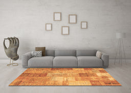 Machine Washable Patchwork Brown Transitional Rug in a Living Room,, wshcon1185brn