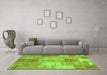 Machine Washable Patchwork Green Transitional Area Rugs in a Living Room,, wshcon1185grn