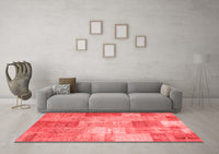 Machine Washable Patchwork Red Transitional Rug, wshcon1185red