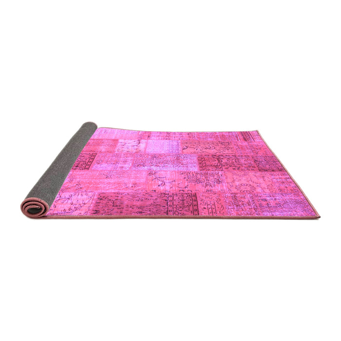 Sideview of Patchwork Purple Transitional Rug, con1185pur
