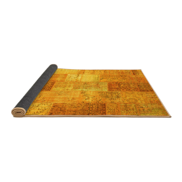 Sideview of Patchwork Yellow Transitional Rug, con1185yw