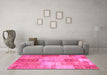 Machine Washable Patchwork Pink Transitional Rug in a Living Room, wshcon1185pnk