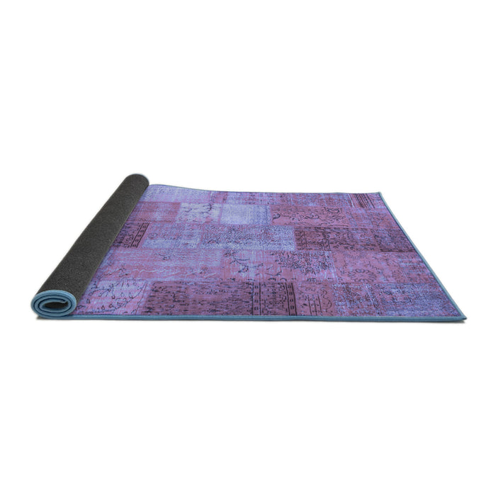 Sideview of Patchwork Blue Transitional Rug, con1185blu