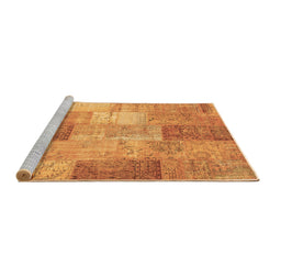 Sideview of Machine Washable Patchwork Brown Transitional Rug, wshcon1185brn