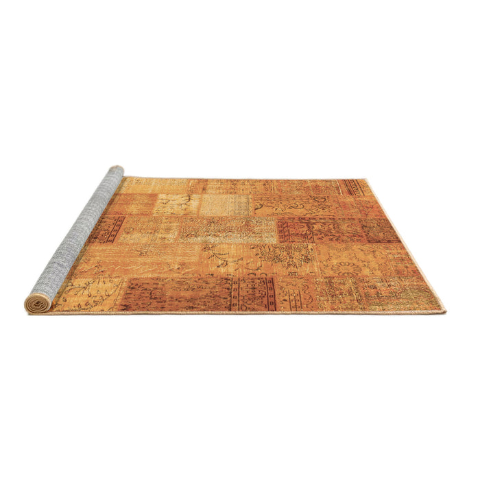 Sideview of Machine Washable Patchwork Brown Transitional Rug, wshcon1185brn