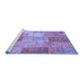 Sideview of Machine Washable Patchwork Blue Transitional Rug, wshcon1185blu