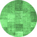 Round Patchwork Emerald Green Transitional Rug, con1185emgrn