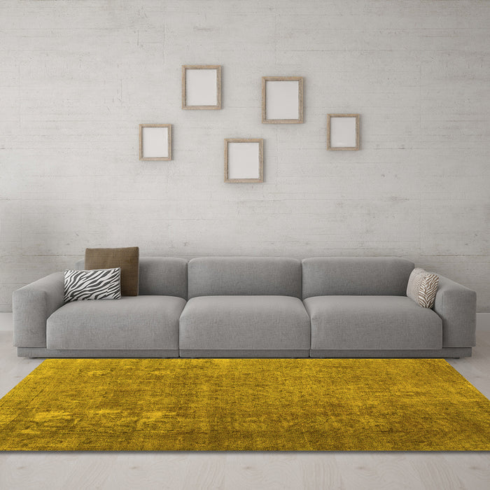 Machine Washable Persian Yellow Bohemian Rug in a Living Room, wshcon1186yw