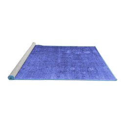 Sideview of Machine Washable Persian Blue Bohemian Rug, wshcon1186blu