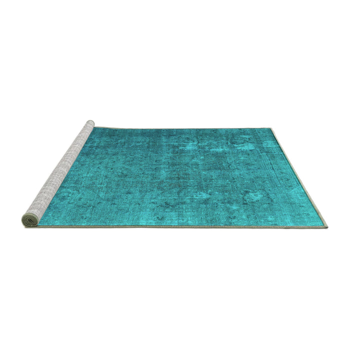 Sideview of Machine Washable Persian Turquoise Bohemian Area Rugs, wshcon1186turq
