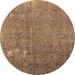 Round Persian Brown Bohemian Rug, con1186brn