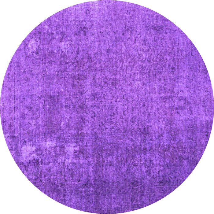 Round Machine Washable Persian Purple Bohemian Area Rugs, wshcon1186pur
