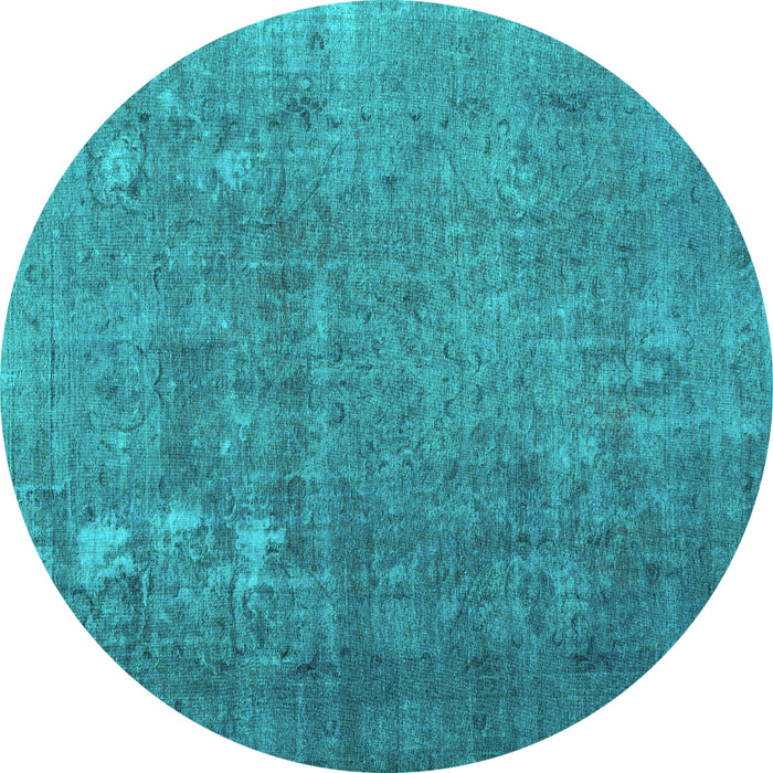 Round Machine Washable Persian Turquoise Bohemian Area Rugs, wshcon1186turq
