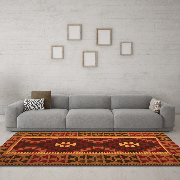Machine Washable Oriental Orange Traditional Area Rugs in a Living Room, wshcon1187org