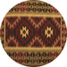 Round Oriental Brown Traditional Rug, con1187brn