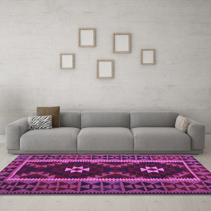 Machine Washable Oriental Purple Traditional Area Rugs in a Living Room, wshcon1187pur