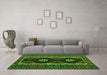 Machine Washable Oriental Green Traditional Area Rugs in a Living Room,, wshcon1187grn