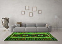 Machine Washable Oriental Green Traditional Rug, wshcon1187grn