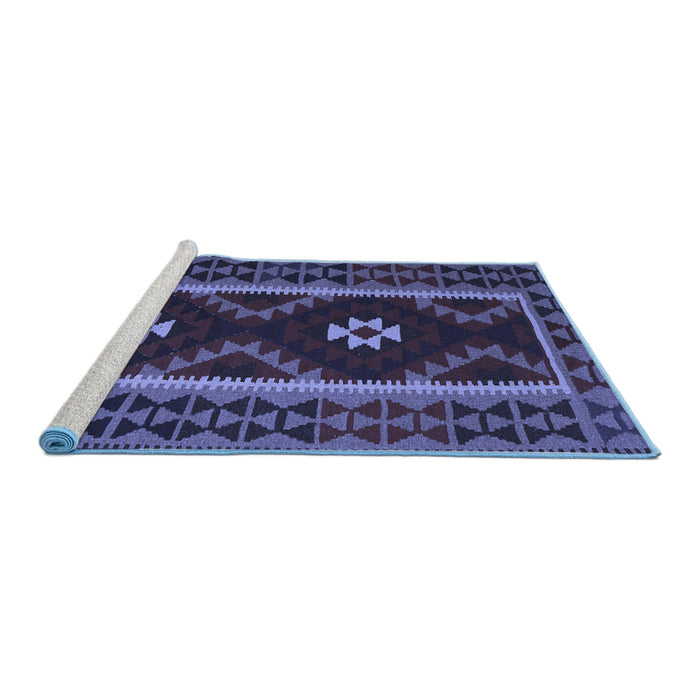 Sideview of Machine Washable Oriental Blue Traditional Rug, wshcon1187blu