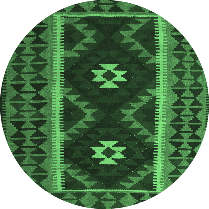Round Oriental Emerald Green Traditional Rug, con1187emgrn