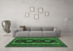 Machine Washable Oriental Emerald Green Traditional Area Rugs in a Living Room,, wshcon1187emgrn
