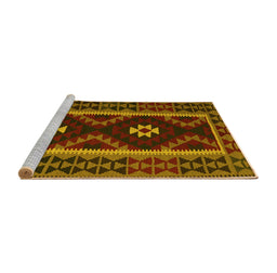 Sideview of Machine Washable Oriental Yellow Traditional Rug, wshcon1187yw