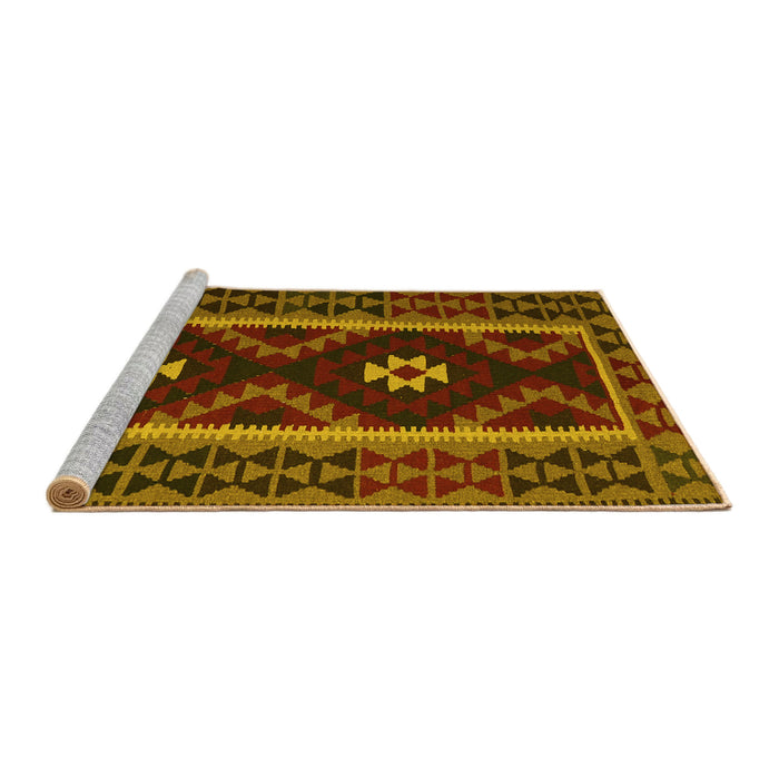 Sideview of Machine Washable Oriental Yellow Traditional Rug, wshcon1187yw