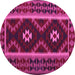 Round Machine Washable Oriental Pink Traditional Rug, wshcon1187pnk