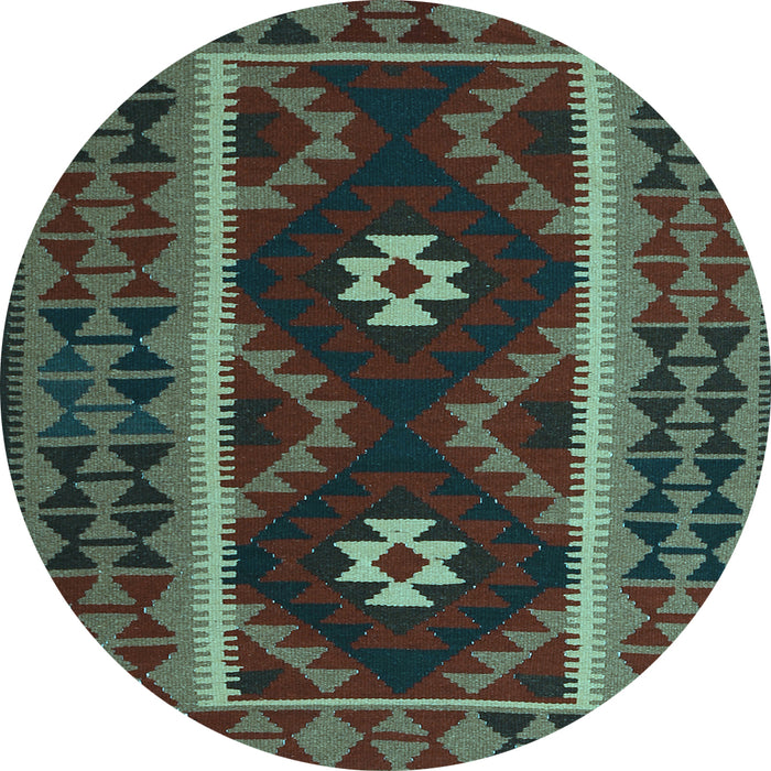 Round Oriental Light Blue Traditional Rug, con1187lblu