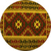 Round Machine Washable Oriental Yellow Traditional Rug, wshcon1187yw