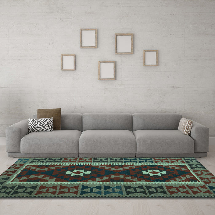 Machine Washable Oriental Light Blue Traditional Rug in a Living Room, wshcon1187lblu
