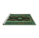 Sideview of Machine Washable Oriental Turquoise Traditional Area Rugs, wshcon1187turq