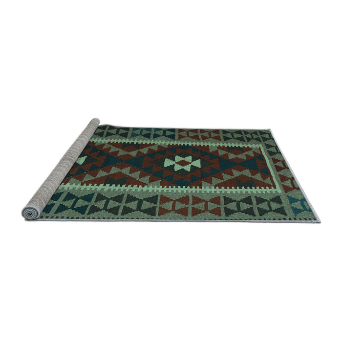 Sideview of Machine Washable Oriental Light Blue Traditional Rug, wshcon1187lblu