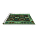 Sideview of Machine Washable Oriental Turquoise Traditional Area Rugs, wshcon1188turq