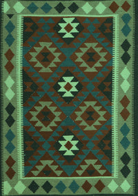 Oriental Turquoise Traditional Rug, con1188turq