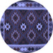 Round Machine Washable Oriental Blue Traditional Rug, wshcon1188blu