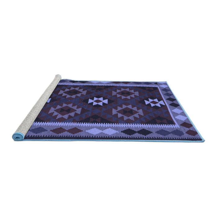 Sideview of Machine Washable Oriental Blue Traditional Rug, wshcon1188blu