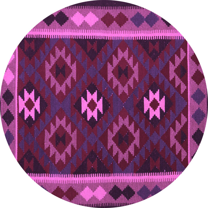 Round Machine Washable Oriental Purple Traditional Area Rugs, wshcon1188pur