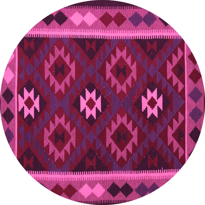 Round Machine Washable Oriental Pink Traditional Rug, wshcon1188pnk
