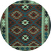 Round Oriental Light Blue Traditional Rug, con1188lblu