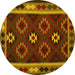 Round Oriental Yellow Traditional Rug, con1188yw